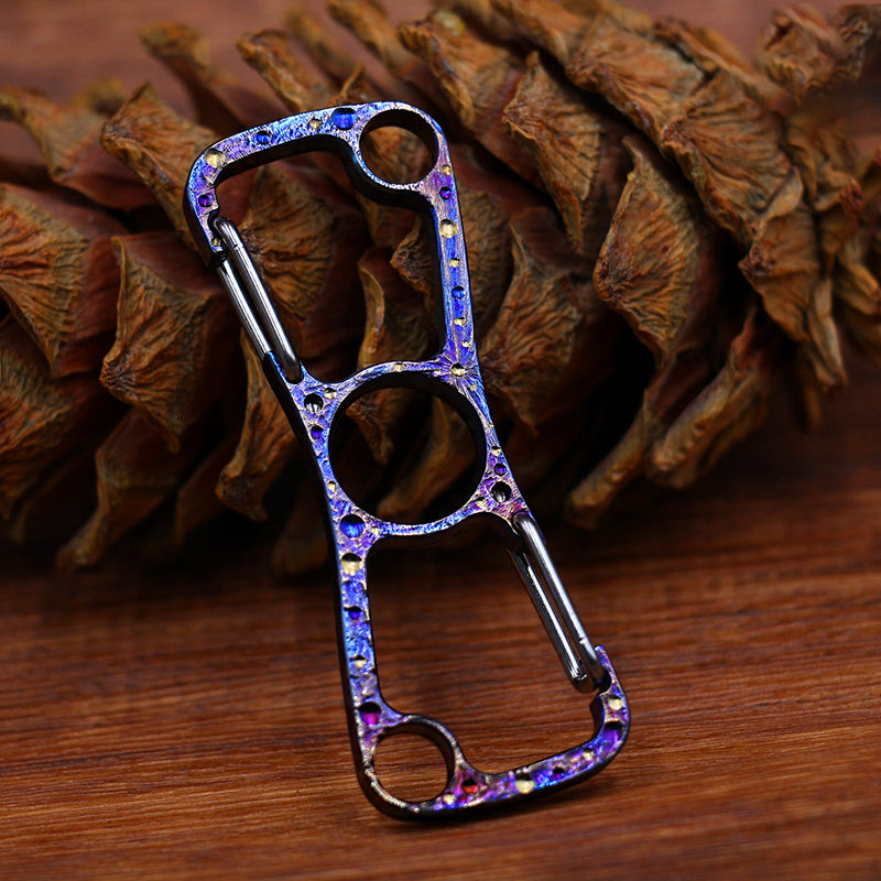 Handmade Starry SkyTitanium Buckle Car Keychain Keyring Outdoor Tool Multi-function Bottle Opener EDC