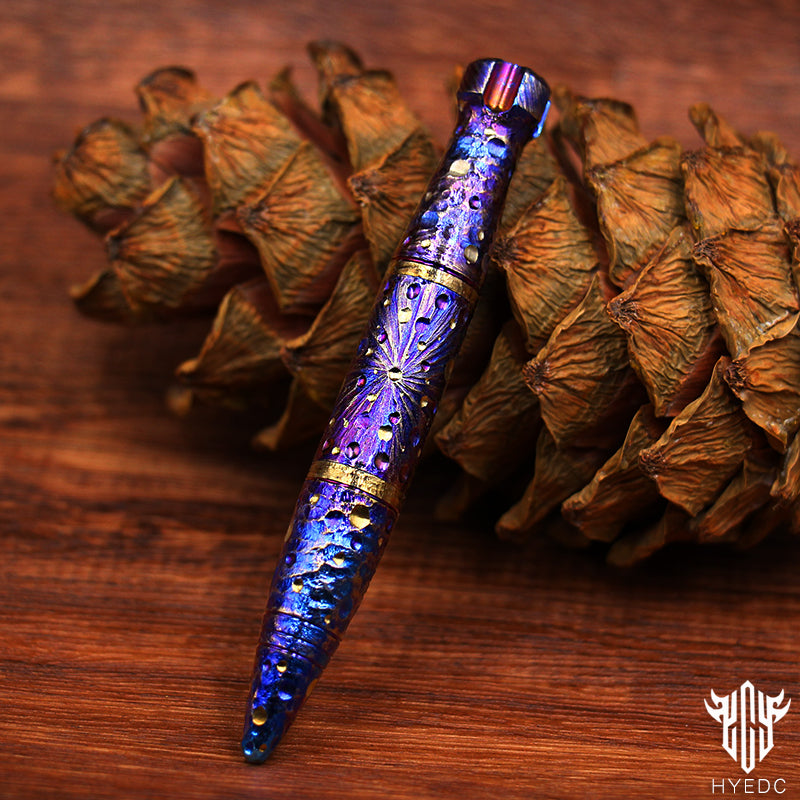 Star Sky Titanium Alloy Tactical Pen Hand Carved Pen Limited Edition Metal Signature Neutral Pen EDC