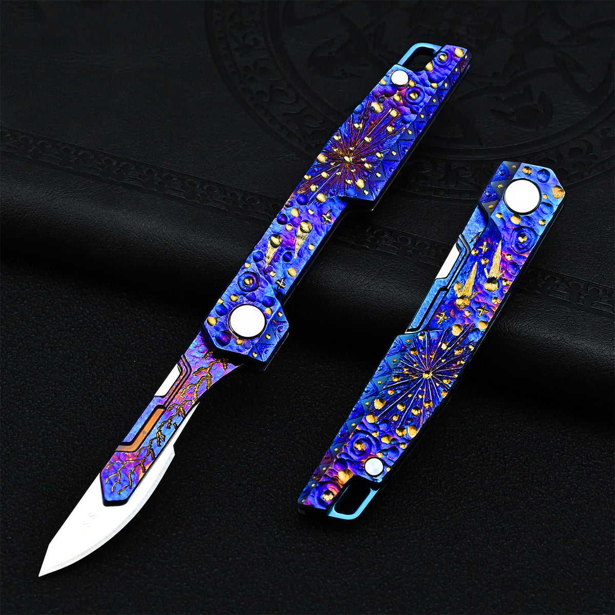 Star Sky Limited Edition Carved Titanium Alloy Art Knife Keychain Portable Disassembly Tool Expressive Collectible EDC