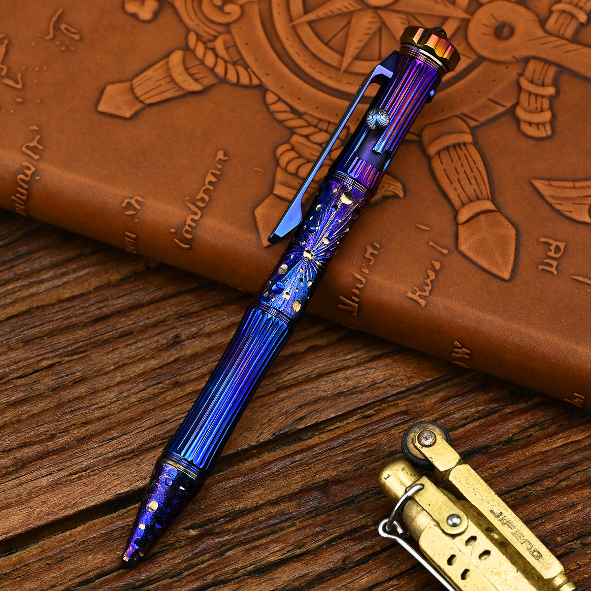 Star Sky Limited Edition Titanium Alloy Tactical Pen Hand Carved Rotary Gyro Multifunctional Self-defense Broken Window G2 Pen E