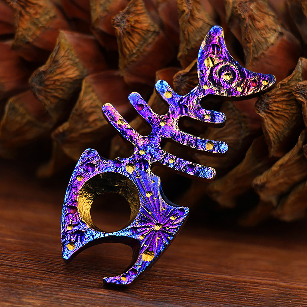 Star Sky Titanium Alloy EDC Multifunctional Fishbone Shaped Tool Portable Keychain Bottle & Can Opener for Outdoor Use