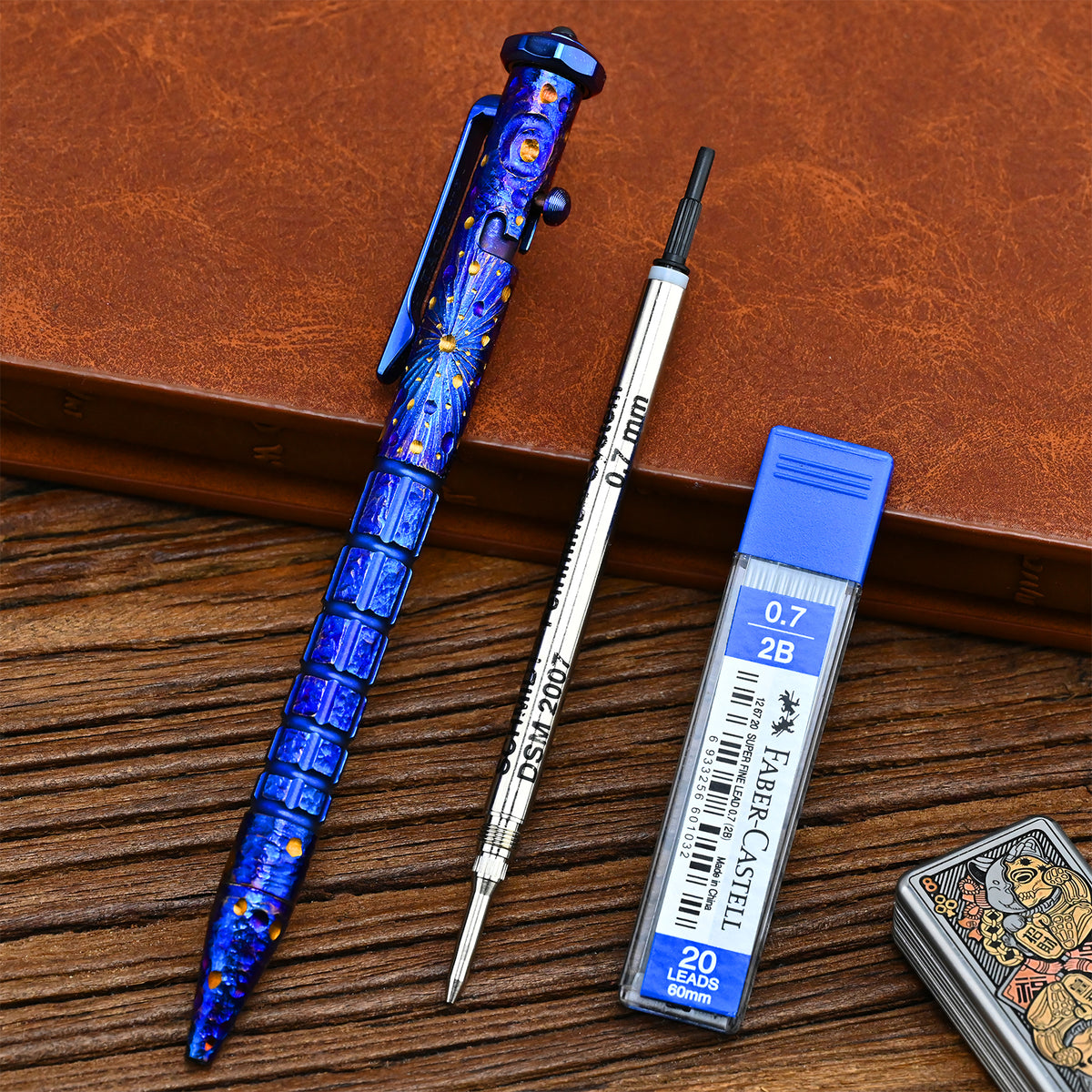 HCYEDC Star Sky Hand Titanium Tactical Bolt Action Pen Limited Edition Decompression Signature Neutral Design for Writing Tactical Defense Emergency Defense Escape Rotating Gyroscope Decompression Pen