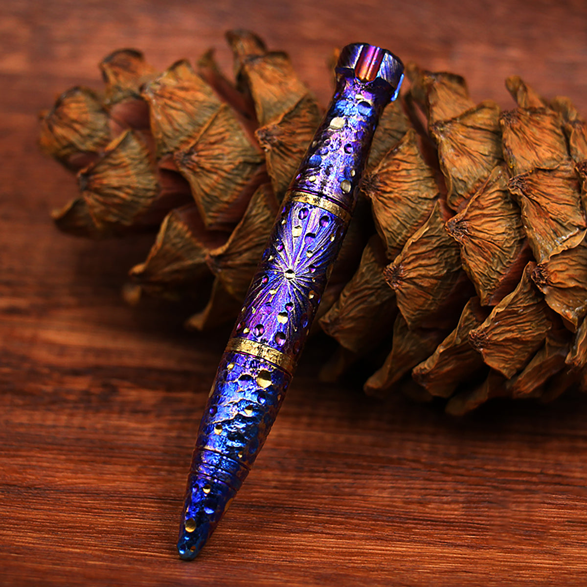 HCYEDC Star Sky Titanium Alloy Tactical Pen Hand Carved Tactical Bolt Action Pen Limited Edition Metal Signature Neutral Pen EDC