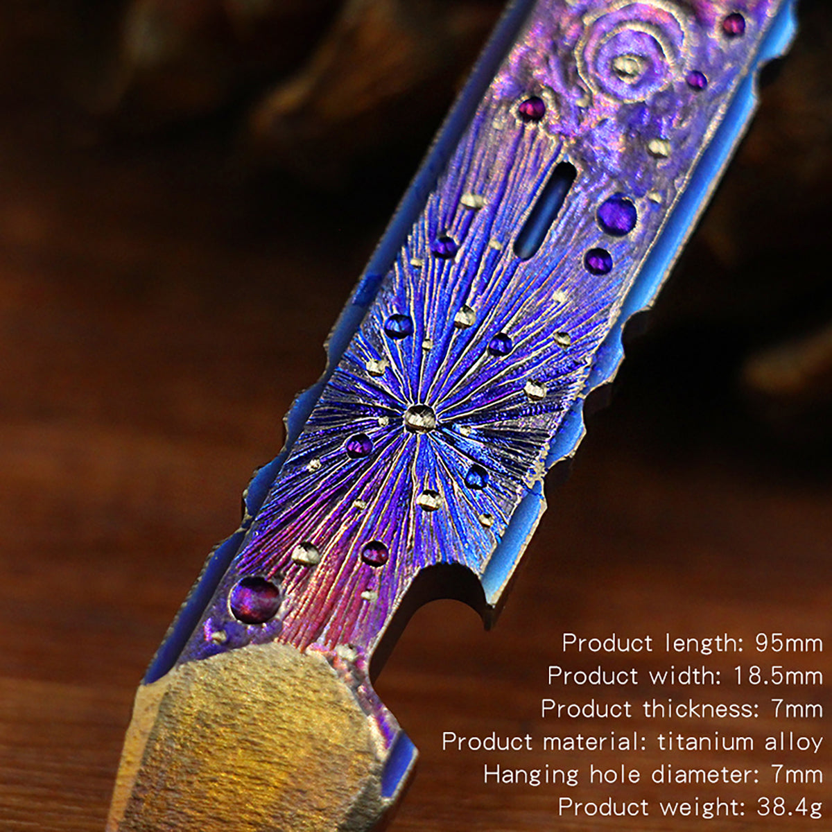Hand Carving Starry Sky Titanium AlloyCrowbar Outdoor Multi Functional Survival Tool Bottle Opener Keychain Wrench for EDC
