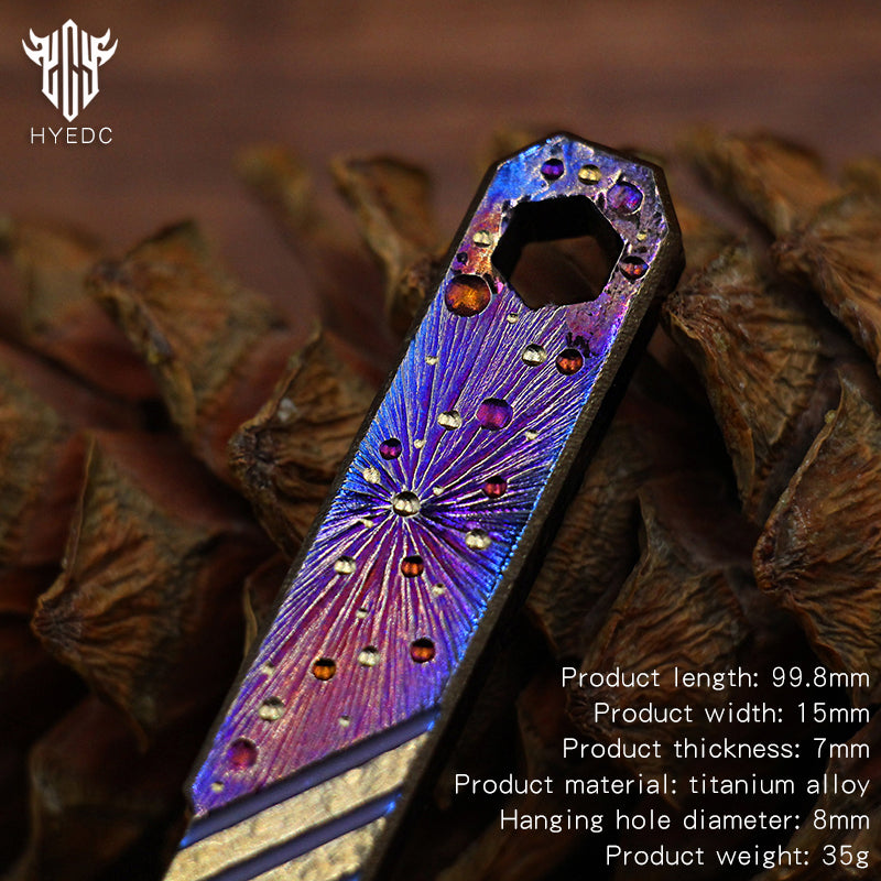 Limited Edition Hand Carving Starry Sky TC4 Titanium alloy Multifunctional Prybar EDC Mini Pocket Tool Bottle Opener