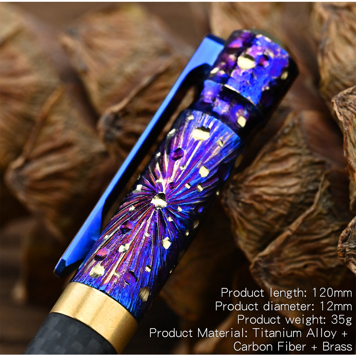 Star Sky Hand Carved Titanium Alloy Tactical Pen - Limited Edition EDC Metal Signature Neutral Outdoor Stationery