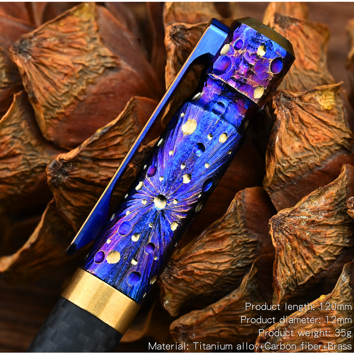 Star Sky Hand Carved Titanium Alloy Tactical Pen - Limited Edition EDC Metal Signature Neutral Outdoor Stationery