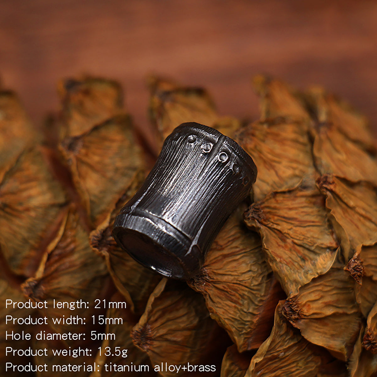 Hand Carved Limited Edition Titanium Alloy Knife Beads Paracord Umbrella Rope Bead Bamboo DIY Pendant Collar Necklace Jewelry