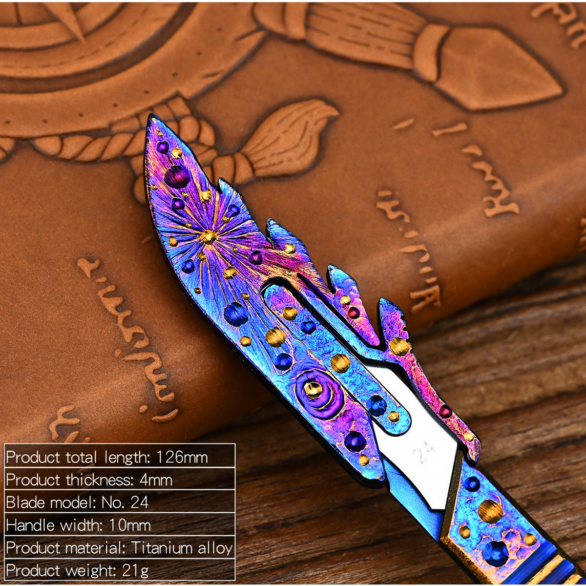 Star Sky Hand Carved Titanium Alloy Camping Knife Sharp Folding EDC Keychain Gift Carry-on Safe Sharp Folding Knife