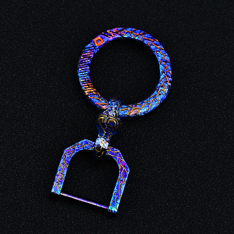 Hand CarvingTitanium Alloy Ring Anti-Lost360 Degree Rotating Key Chain Universal Joint Accessories Car Key Circle Waist