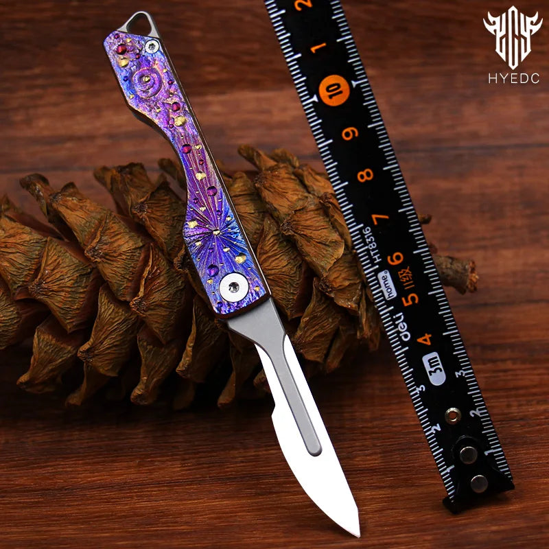 Limited Edition Hand Carved Titanium Alloy Art Knife Keychain Portable Disassembly Tool Expressive Collectible