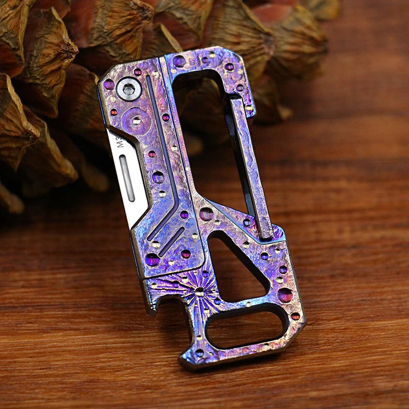Starry Sky Limited Edition Multi-Functional Titanium Alloy Keychain Mini M390 Knife Portable Outdoor Tool