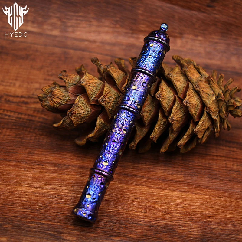 Star Sky Hand Carved Titanium Alloy Tactical Pen - Limited Edition EDC Metal Signature Neutral Decompression Pen