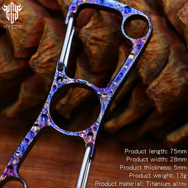 Handmade Starry SkyTitanium Buckle Car Keychain Keyring Outdoor Tool Multi-function Bottle Opener EDC