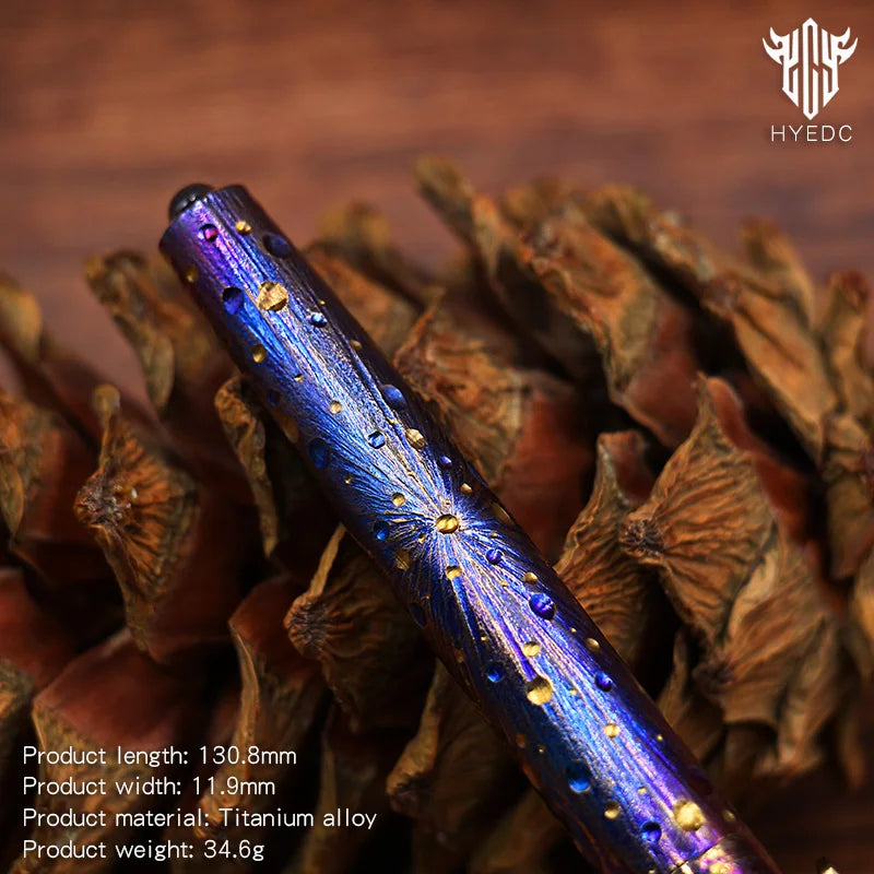Star Sky Titanium Alloy Tactical Pen High-End Business Students Retro Titanium Black Writing Pen For Gift EDC
