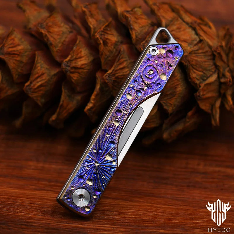 Limited Edition Hand Carved Titanium Alloy Art Knife Keychain Portable Disassembly Tool Expressive Collectible