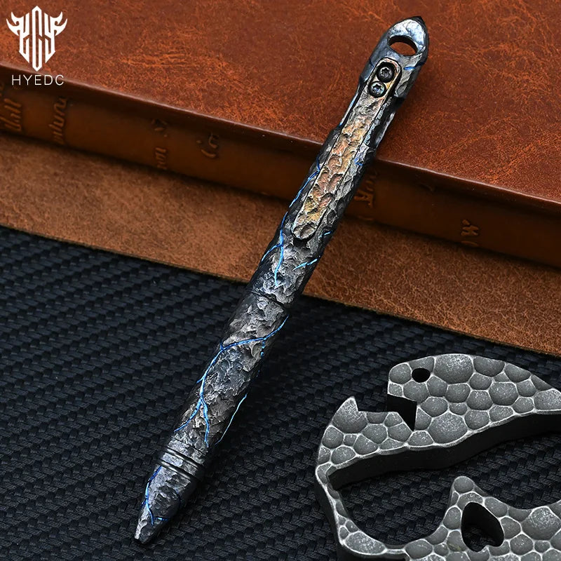 Titanium Hand Carving Rock TextureTitanium Alloy Tactical Pen Edition Tungsten Pen Decompression Metal Signature Neutral Pen EDC