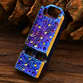 Limited Edition Titanium Alloy Whistle Double Tube High Audio  Hand Carved Starry Sky EDC Outdoor Survival Referee Whistle