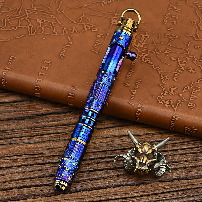 Titanium Alloy Tactical Pen Hand Carved Star Sky Limited Edition Metal Signature Neutral Pen EDC