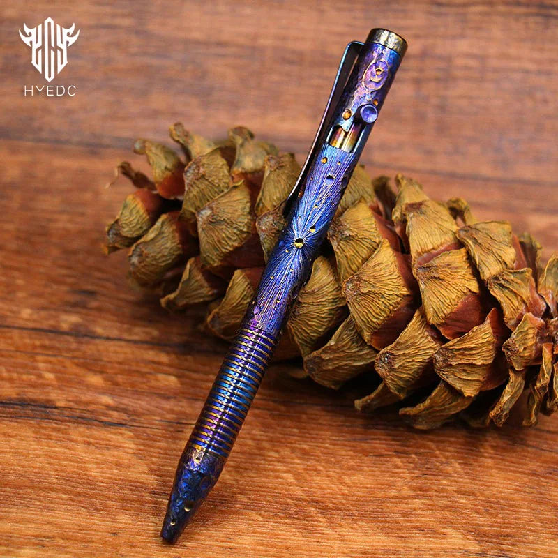 Hand Carved Titanium Alloy Tactical Pen EDC Star Sky Limited Edition Metal Signature Pen for Tactical Use