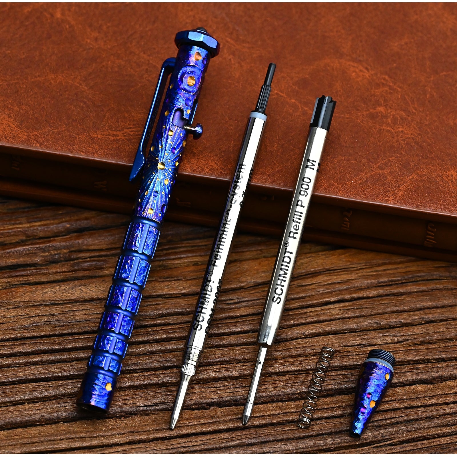 HCYEDC Star Sky Hand Titanium Tactical Bolt Action Pen Limited Edition Decompression Signature Neutral Design for Writing Tactical Defense Emergency Defense Escape Rotating Gyroscope Decompression Pen