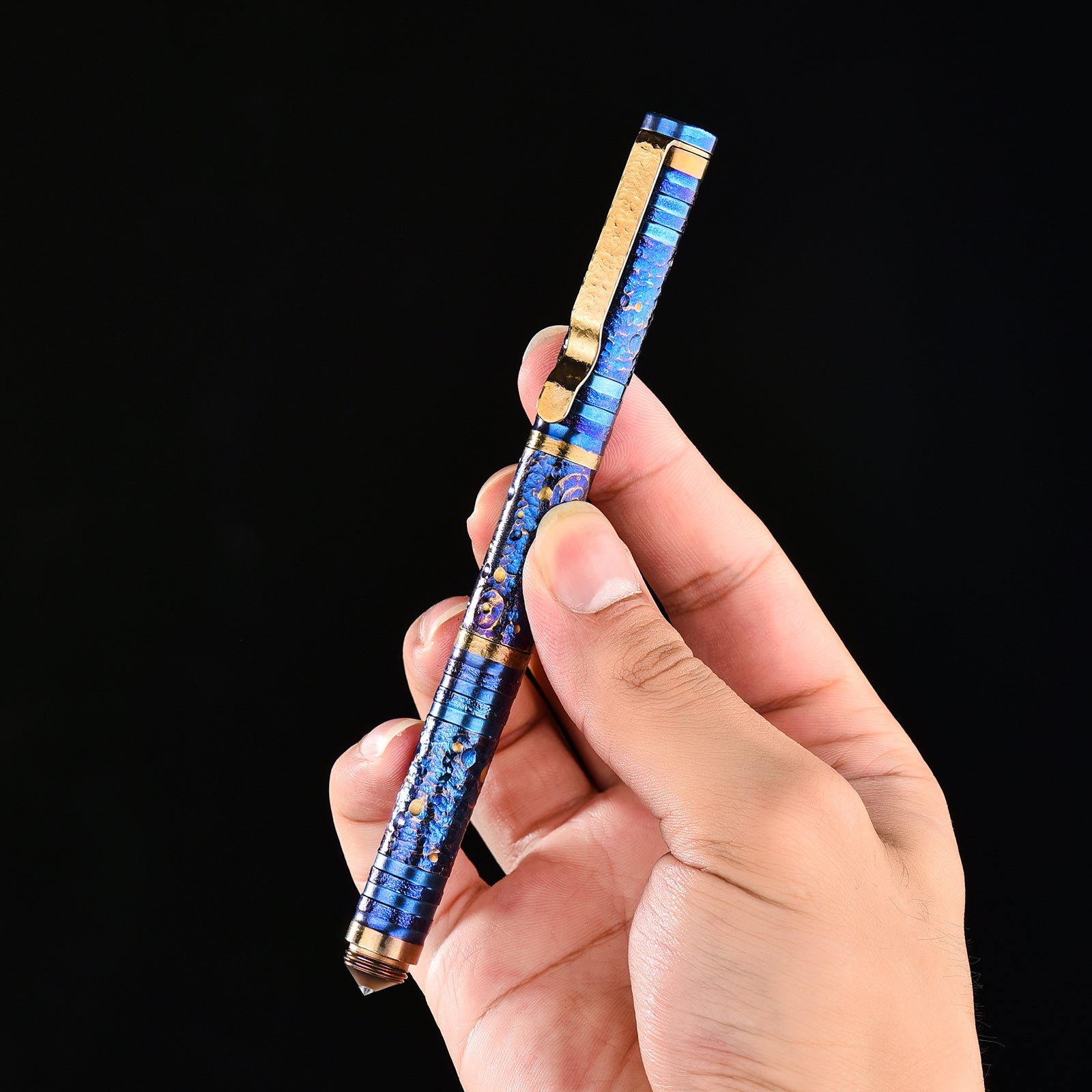 HCYEDC Titanium Alloy Tactical Pen Hand Carved Star Sky Limited Edition Tungsten Pen Tactical Pen with Tungsten Steel Glass Breaker Tip Self-DefenceDecompression Metal Signature Neutral Pen EDC