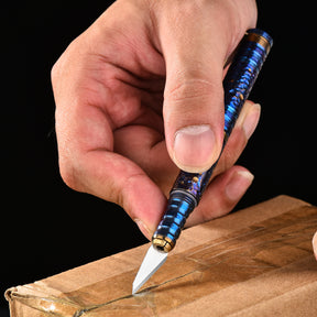 HCYEDC Titanium Alloy Tactical Pen Hand Carved Star Sky Limited Edition Tungsten Pen Tactical Pen with Tungsten Steel Glass Breaker Tip Self-DefenceDecompression Metal Signature Neutral Pen EDC