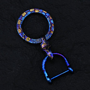 Hand CarvingTitanium Alloy Ring Anti-Lost360 Degree Rotating Key Chain Universal Joint Accessories Car Key Circle Waist