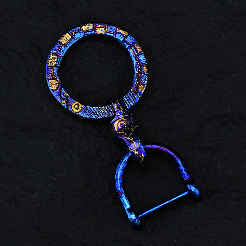 Hand CarvingTitanium Alloy Ring Anti-Lost360 Degree Rotating Key Chain Universal Joint Accessories Car Key Circle Waist