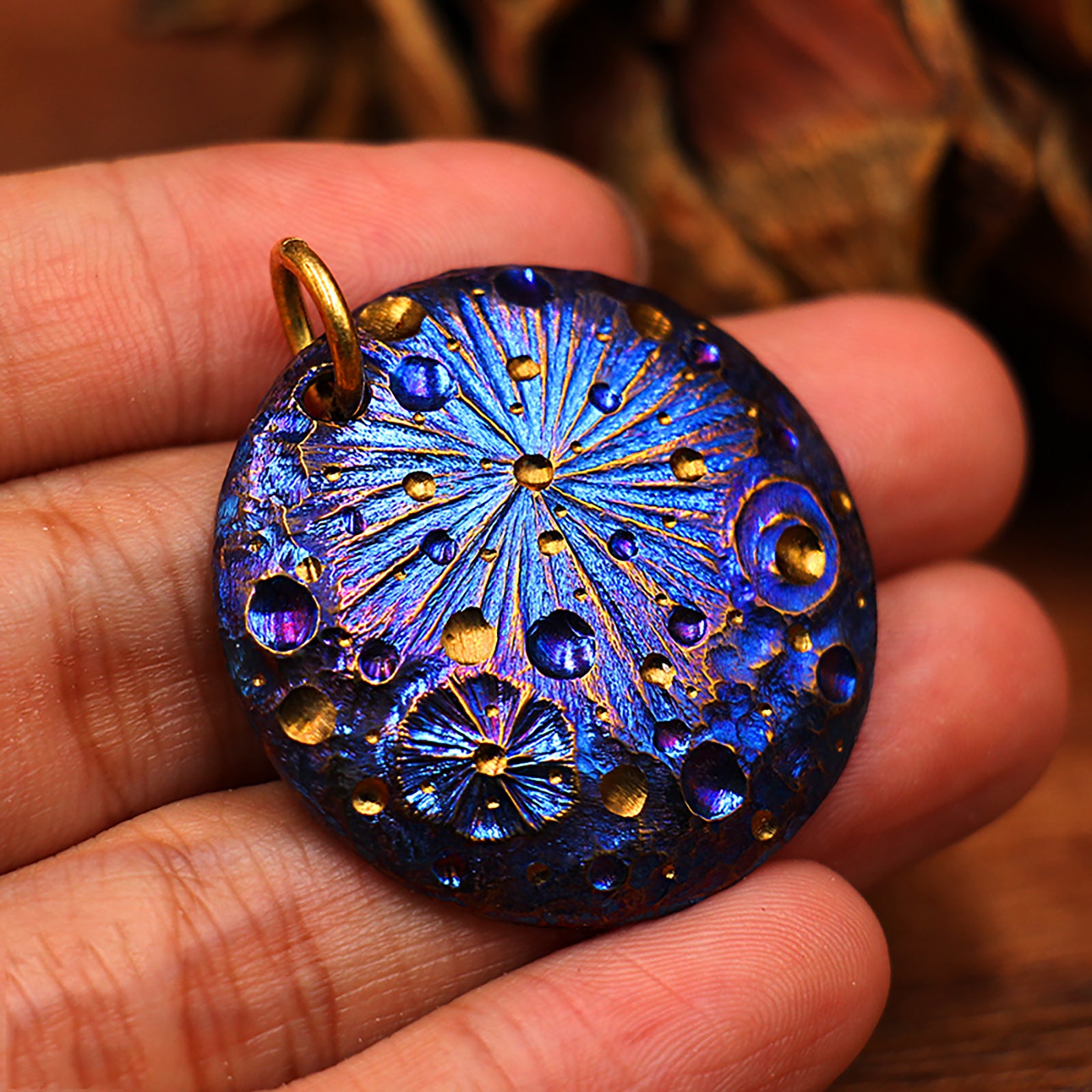 Limited edition titanium alloy starry sky medallion necklace pendant Qixi gift tag keychain pendant EDC