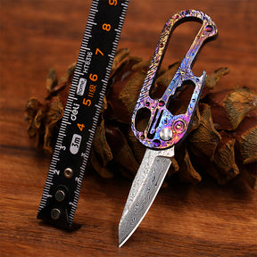 Star Sky Limited Starry Sky Version Titanium Alloy Outdoor Multi-Functional Keychain Mini Damascus Knife Portable
