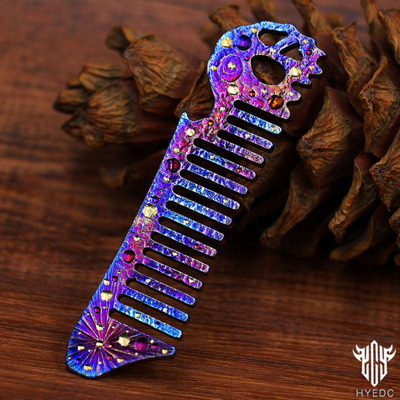 Starry Sky Limited Edition Titanium Alloy Comb Special Anti static Male and Female Home Massage Comb Portable Bottle Opener EDC