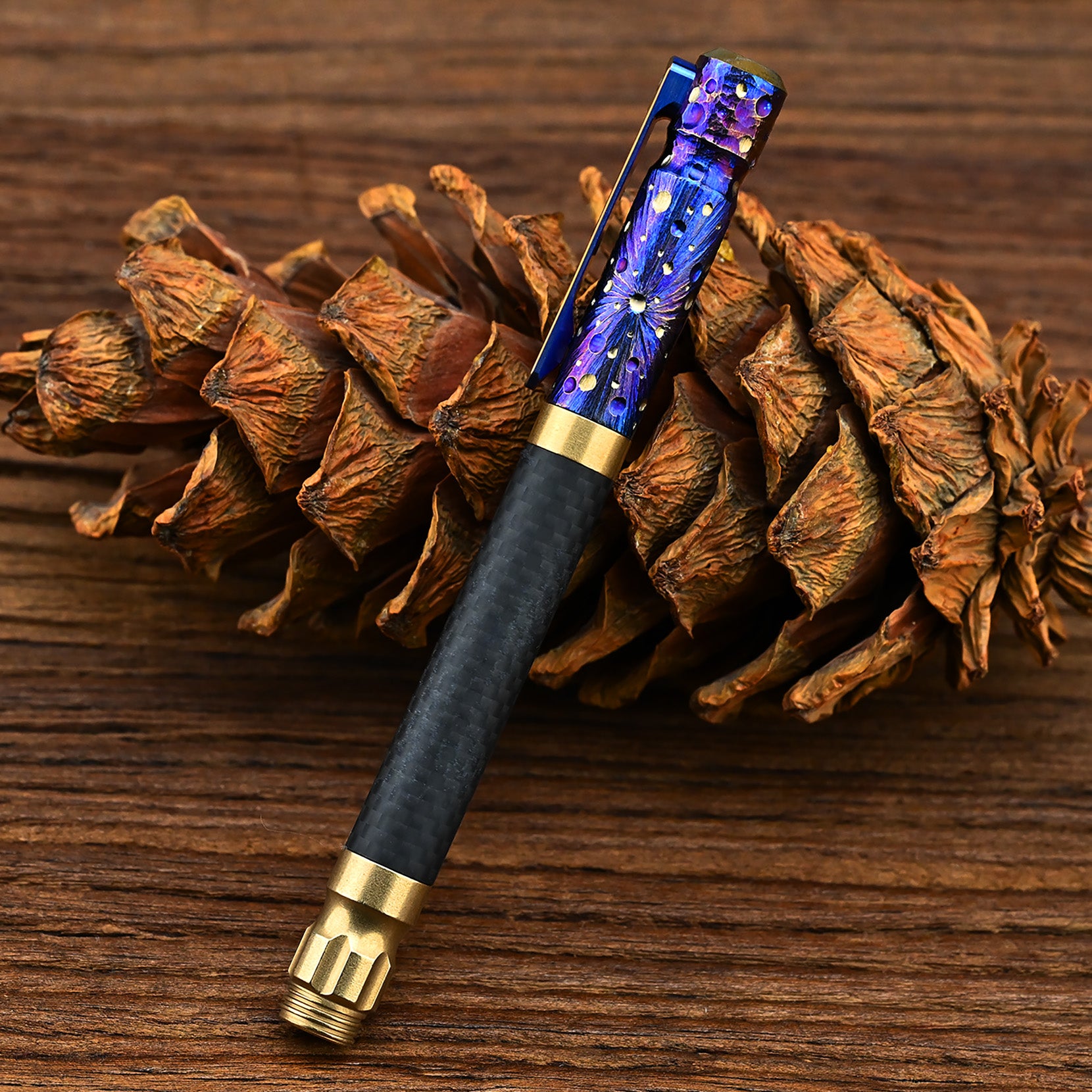 Star Sky Hand Carved Titanium Alloy Tactical Pen - Limited Edition EDC Metal Signature Neutral Outdoor Stationery