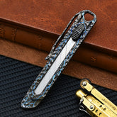 Hand Carving Rock Texture Titanium Alloy Push Knife Multifunctional Pocket Cutter Paper can Replace Blade Art Knife Wallpap EDC