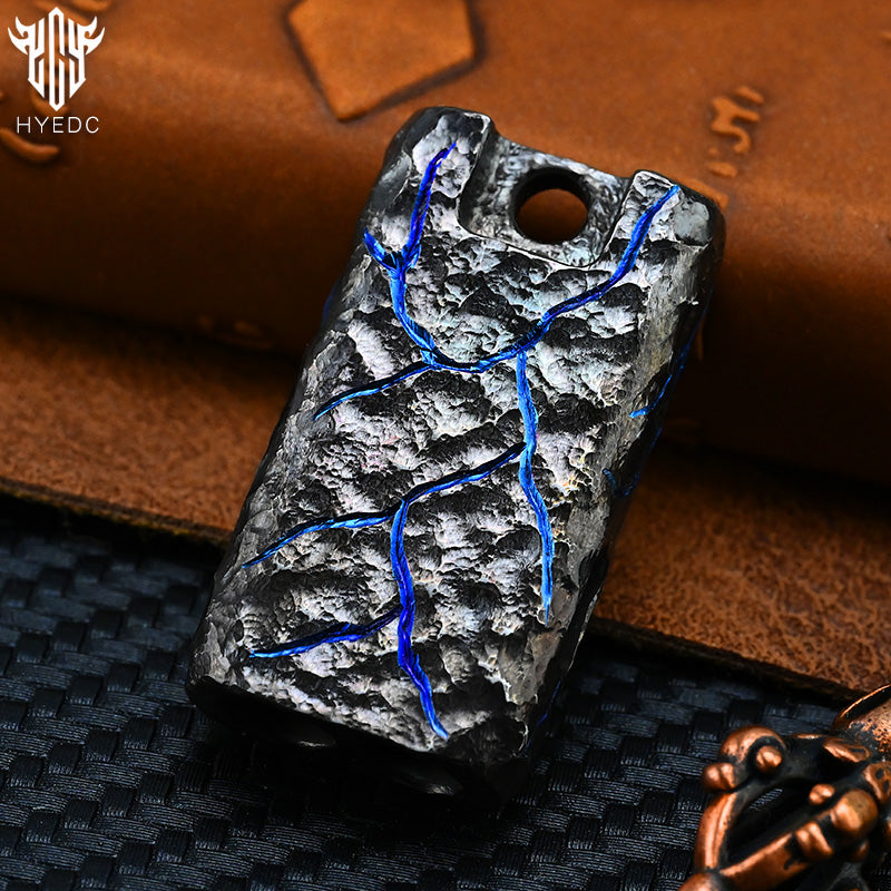 Limited Edition Titanium Alloy Whistle Double Tube High Audio Hand Carved Stone Grain Outdoor Survival Referee Whistle EDC