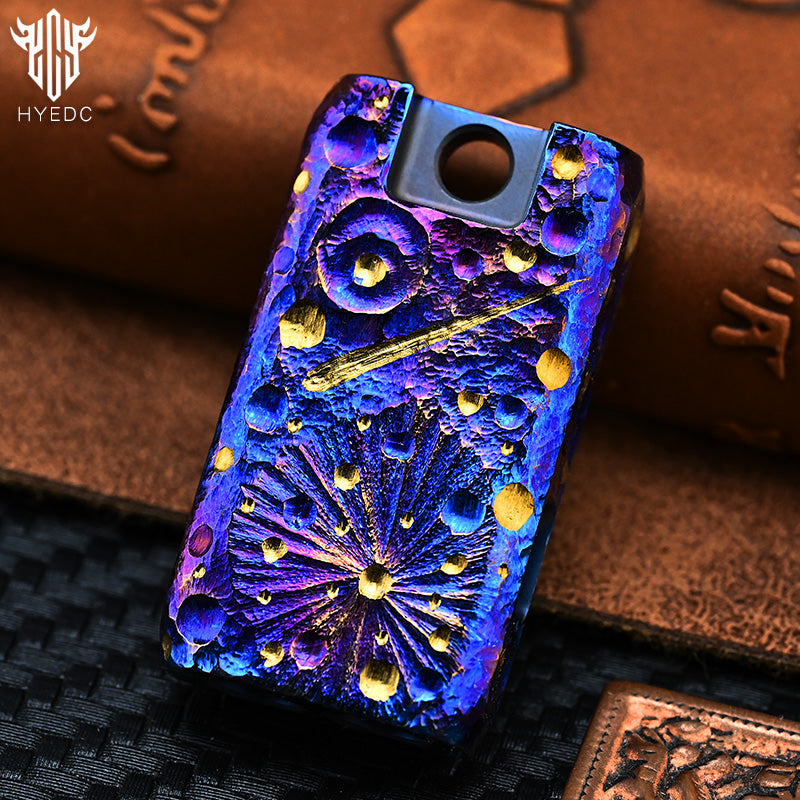 Starry Sky Limited Edition Titanium Alloy Whistle Double Tube High Audio Hand Carved Outdoor Survival Referee Whistle EDC