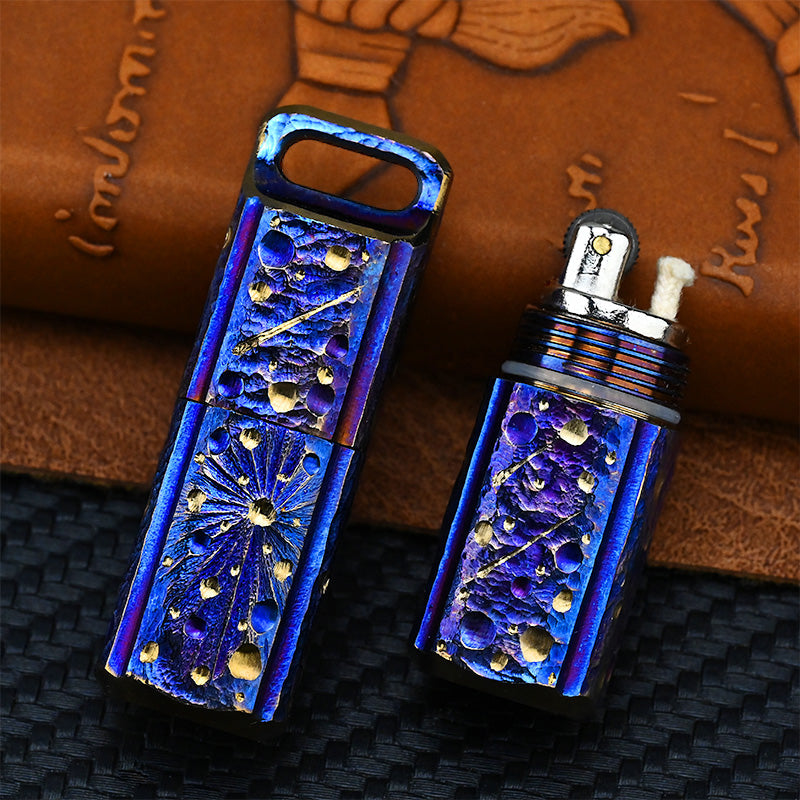 Star Sky Handmade Titanium Mechanical Automatic Ignition Gasoline Lighter with Alloy Material And Gift Box EDC