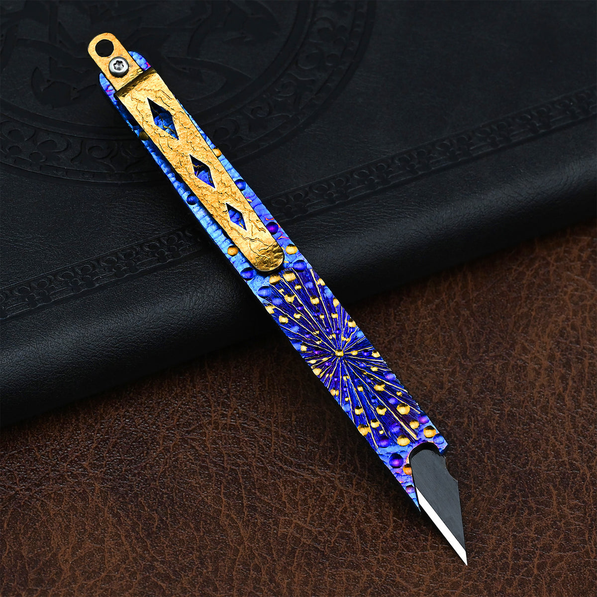 Star Sky Titanium Alloy Push Knife Replaceable Blade Art Knife Multifunctional Pocket Cutter Paper Wallpaper Cutting Tool