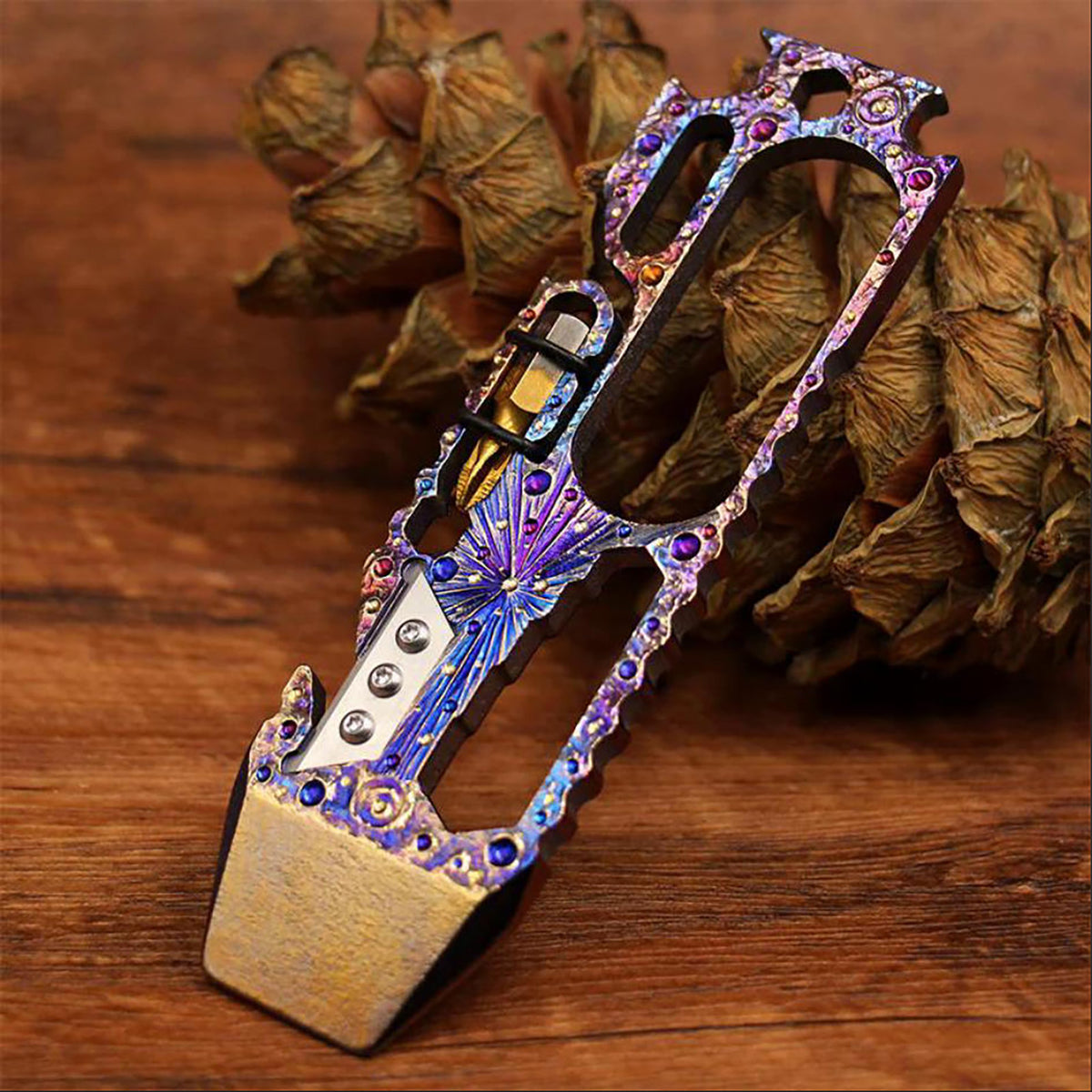 Limited Edition Titanium Alloy Multi-Function Screwdriver Crowbar Bottle Opener Outdoor Crowbar Hand Carving Starry Sky EDC