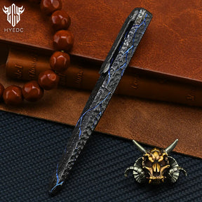 Limited Edition Titanium Alloy Tactical Pen Hand Carved Stone Grain Tungsten Metal Signature Neutral EDC Split Rock Pen