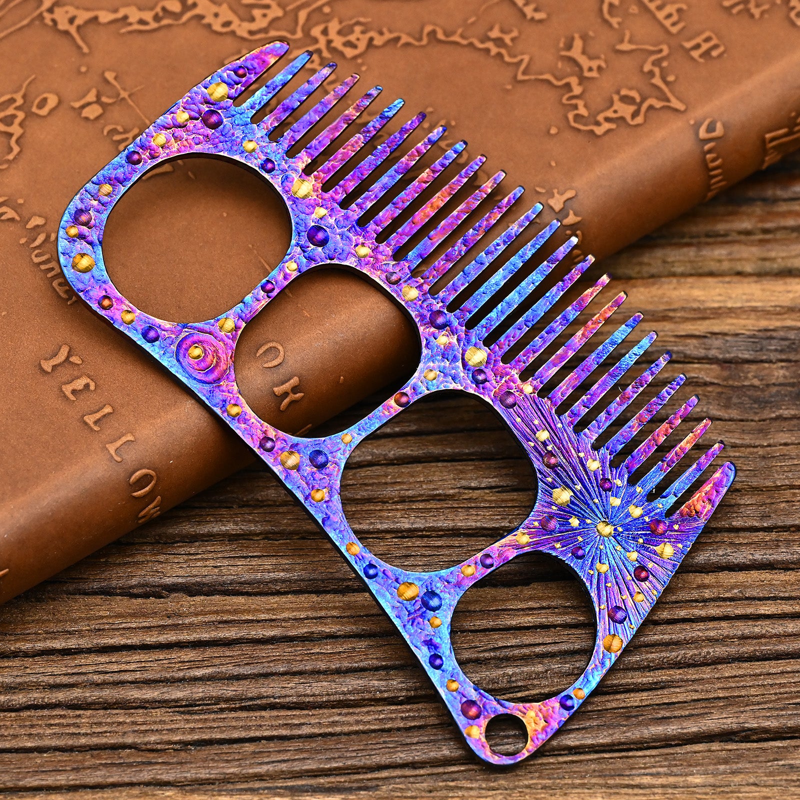 Star Sky Limited Titanium Handleless Comb for Men Women Anti-Static Pocket Comb for Hair & Beard Outdoor Camping Hiking EDC