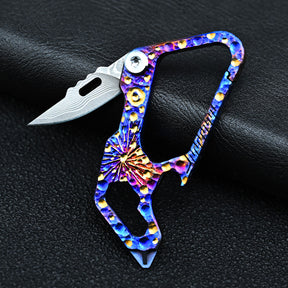 Star Sky Limited Titanium EDC Keychain Knife Damascus Multi Tool Bottle Opener Hex Wrench Camping Gear