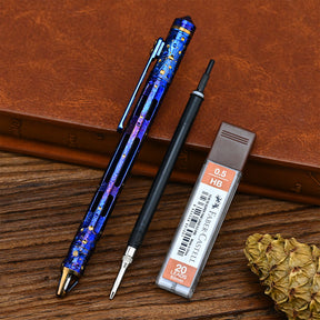 Star Sky Hand Carving Titanium alloy Automatic Pencil Signature Pen EDC refill Writing Gun-bolt Pen Multifunctional Tactical Pen