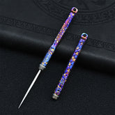 Hand carved Portable Titanium ToothpicksToothpicks Keychain with Metal Toothpick Holder for Outdoor Picnic Camping Accessorie