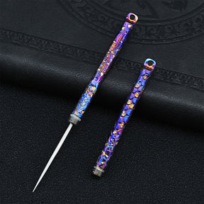 Hand carved Portable Titanium ToothpicksToothpicks Keychain with Metal Toothpick Holder for Outdoor Picnic Camping Accessorie