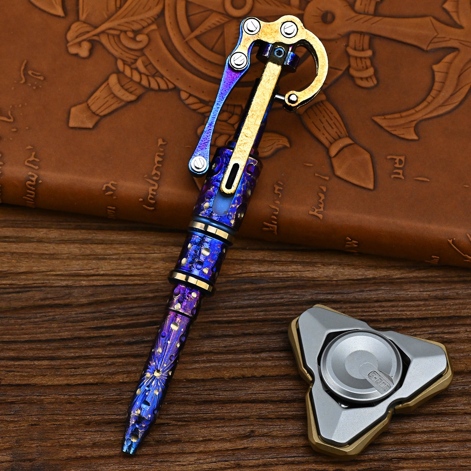 Star Sky Multipurpose Titanium Alloy Tactical Ballpoint Pen Self Defense Writing Tool for Outdoor Mechanical Punk Style EDC