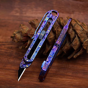 Star Sky Titanium Multifunctional Alloy Push Knife Multifunctional Pocket Cutter Paper Knife can Replace Blade Art Knife Wallpap