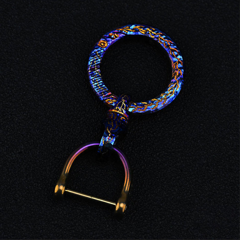 Hand CarvingTitanium Alloy Ring Anti-Lost360 Degree Rotating Key Chain Universal Joint Accessories Car Key Circle Waist