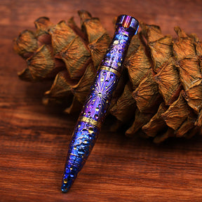 HCYEDC Star Sky Titanium Alloy Tactical Pen Hand Carved  Tactical Bolt Action Pen Limited Edition Metal Signature Neutral Pen EDC