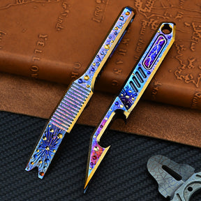 Star Sky Edition Titanium Alloy Crowbar Multifunctional EDC Tool Bottle Opener Pry Window Breaker Portable Keychain EDC